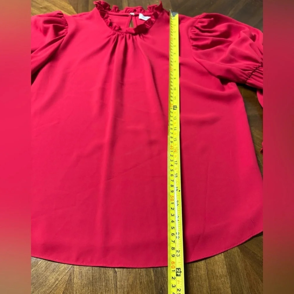Amanda Uprichard High Neck Scruch Sleeves Top Career Office Romantic Size Small - Picture 4 of 8